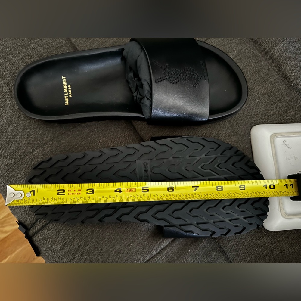 Saint Laurent Black Leather Slides - Picture 4 of 4